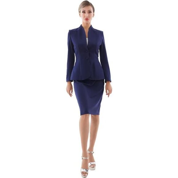 Women's Formal Office Business Work Jacket Skirt Suit Set - Picture 3 of 7